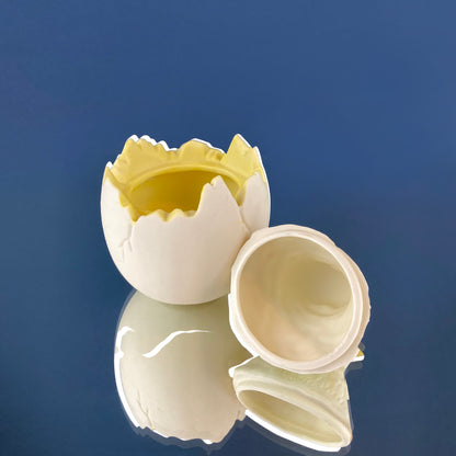 Porcelain Chick in Eggshell Jar by Dept. 56. Sugar or Storage Jar in Shape of Cute Yellow Baby Bird Hatching. Modern Farmhouse. Baby Shower.