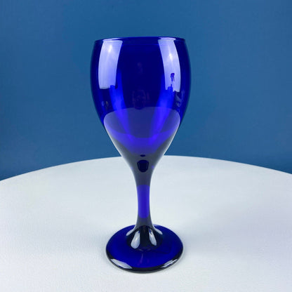 Cobalt Blue Wine Glasses. Set of Four Stemware. Dark Blue Modern Design. Holiday Celebration. Home Dining Room Decor. Gift for Him or Her.