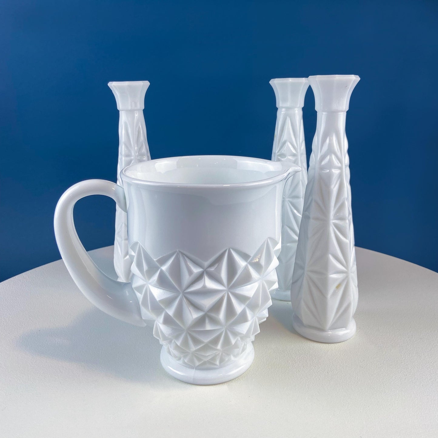 Purple Slag Glass Pitcher with Geometrical Motifs by Imperial Glass. Water Juice Jug. Dining Room Decor. Modern Farmhouse. Gift for Him/Her.