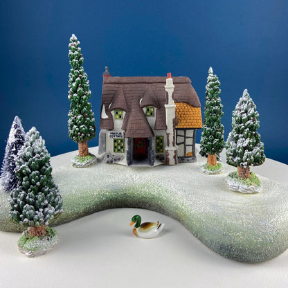 MayLie Cottage Porcelain Christmas Village House by Dept. 56. Dickens' Village Series. Illuminated Holiday Home Retail Display. Kids Room.
