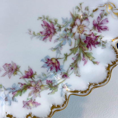 Oval Haviland Limoges Platter with Scalloped Edge. Stunning Porcelain Serving Dish. Wild Roses Motif. French Country. Serviceware.