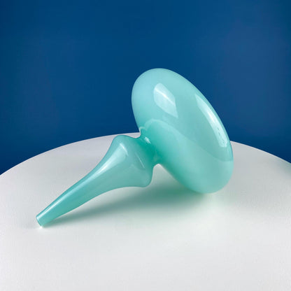 Modern Sky Blue Hand Blown Curvilinear Glass Vase. Beautiful Smooth Opaque Lt. Blue Glass Modern Home Decor. Interior Design Ideas.
