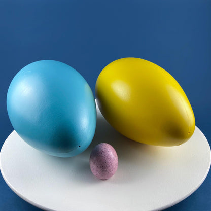 Blow Mold Oversized Yellow and Blue Eggs. Set of 2. Indoor Outdoor  Easter Spring Display. Home, Retail, Cafe, or Bakery Decor.