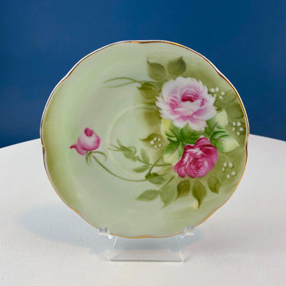 Lefton Hand Painted Tea Set. Cup Saucer Creamer Sugar Jar with Spoon. Roses Motif. Dining Room Table Decor. Tea Garden Party. Gift for Her.
