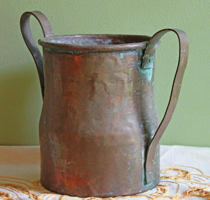 Antique Hand Carved Wood Pail: Rustic Farmhouse Dry Flower Display