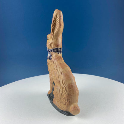 Brown Rustic Bunny Rabbit Figurine with Plead Bow. Hand-Painted Easter Display. Spring Celebration. Modern Farmhouse. Dining Room Decor.