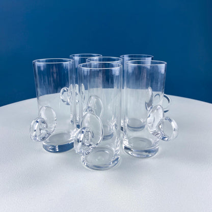 Coffee Tea Hand Blown Cups for Juice Punch Espresso Matcha or Irish Coffee. Set of 6. Loop Handles. Modern Glassware. Dining Room Decor.
