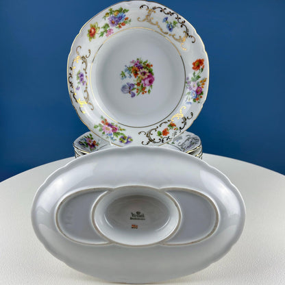 Antique Victoria Czechoslovakia 56 Piece Dish Set. Floral Motif. French Country Living. Dining Room Table Decor. Gift for Him Her.