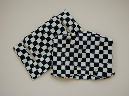 Black & White Checkered Highchair Cushion - Wipeable Stokke Tripp Trapp Cover