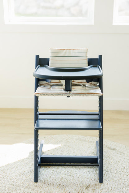 Multi Stripe Stokke Tripp Trapp Seat Cushion - Wipeable Cover - Baby Highchair Accessories - Neutral Stripes