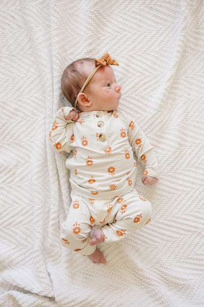 Pumpkin Posie Bamboo Pajamas: Fall Baby & Toddler PJs