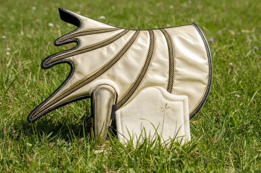 Golden Horse Dragon Saddle Pad, Ear Bonnet & Horse Boot Set