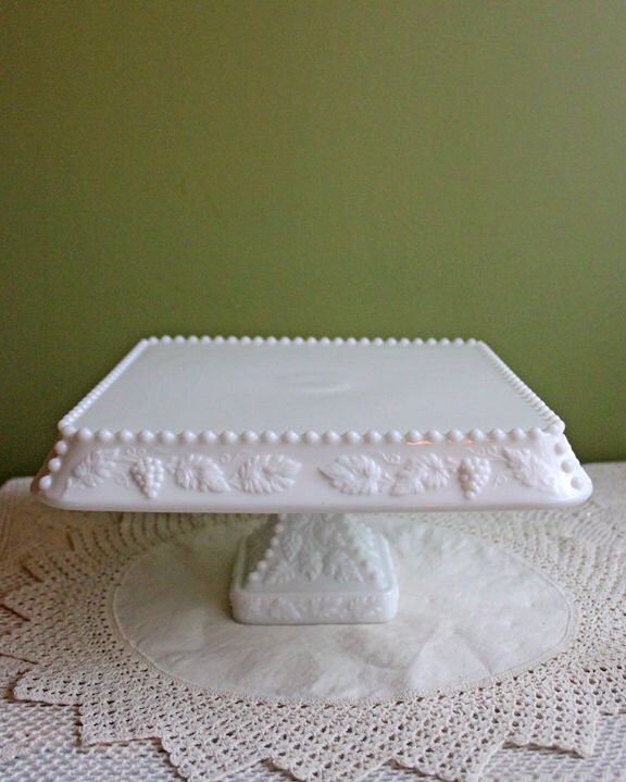 Huge Vintage Fenton Silver Crest Milk Glass Sweets Serving Stand with Silver Handle. White Bakery Serving Dish with Clear Ruffled Edge.
