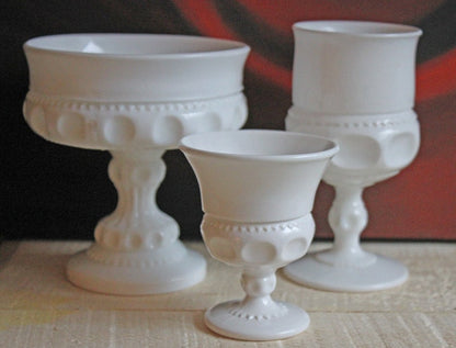 Milk Glass Serving Dish with Plate. Hobnail Serving Bowl for Dip, Dressing, or Sauce. White Scalloped Rim. Fine Dining. Collectible.
