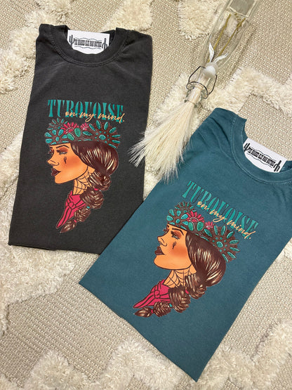 Turquoise on my mind graphic tee - Comfort Colors