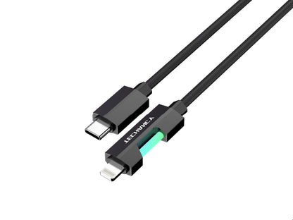 Techancy Cabo Usb-C Para Lightning TB1797, 1 Metro/30 Watts, Luzes Rgb, Trançado Em Alumínio, Compatível Com Iphone 11-14 Preto