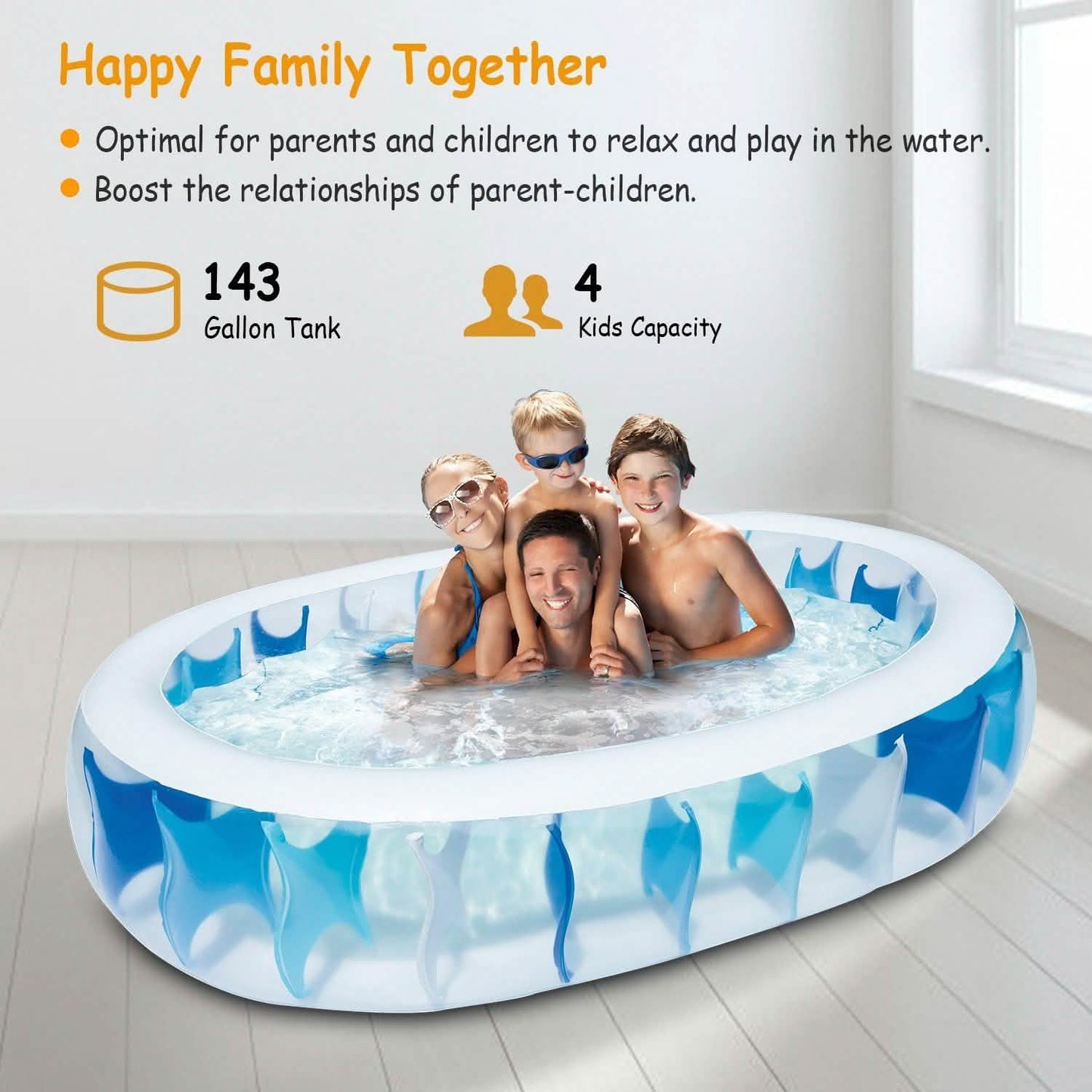 Inflatable Swimming Pool - 90x60x20"