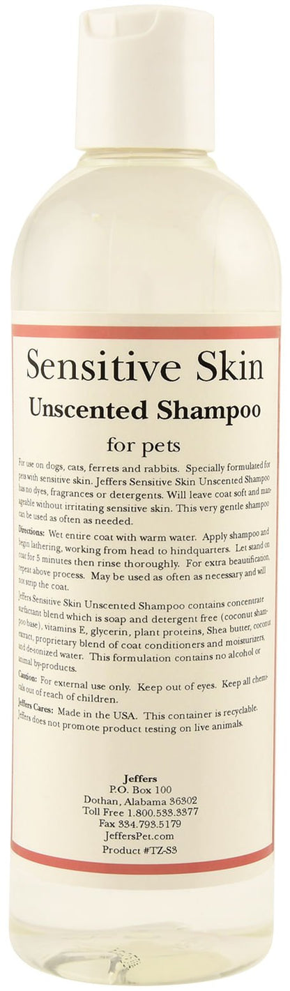 Jeffers Pet Sensitive Skin Unscented, Dye-Free, Fragrance-Free & Detergent-Free Pet Shampoo