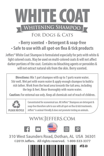 Jeffers Pet White Coat Whitening Dog & Cat Shampoo
