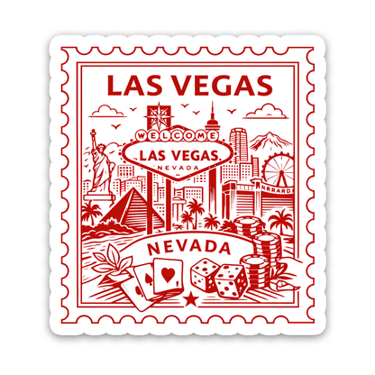 Las Vegas Nevada Retro Postage Stamp Sticker