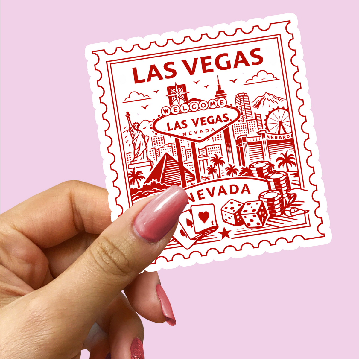 Las Vegas Nevada Retro Postage Stamp Sticker