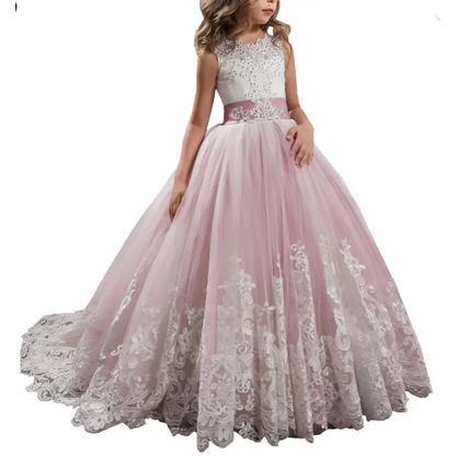 Lavender Tulle Lace Wedding Dress for Children