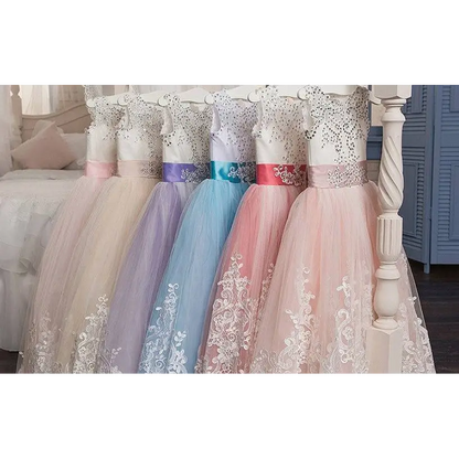 Lavender Tulle Lace Wedding Dress for Children