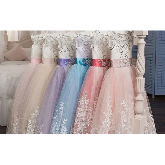 Lavender Tulle Lace Wedding Dress for Children