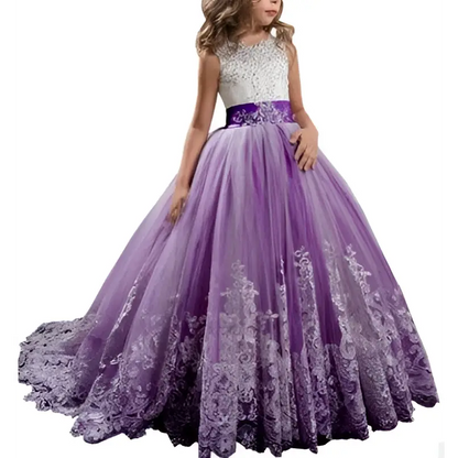 Lavender Tulle Lace Wedding Dress for Children