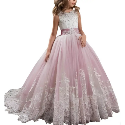 Lavender Tulle Lace Wedding Dress for Children
