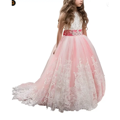 Lavender Tulle Lace Wedding Dress for Children
