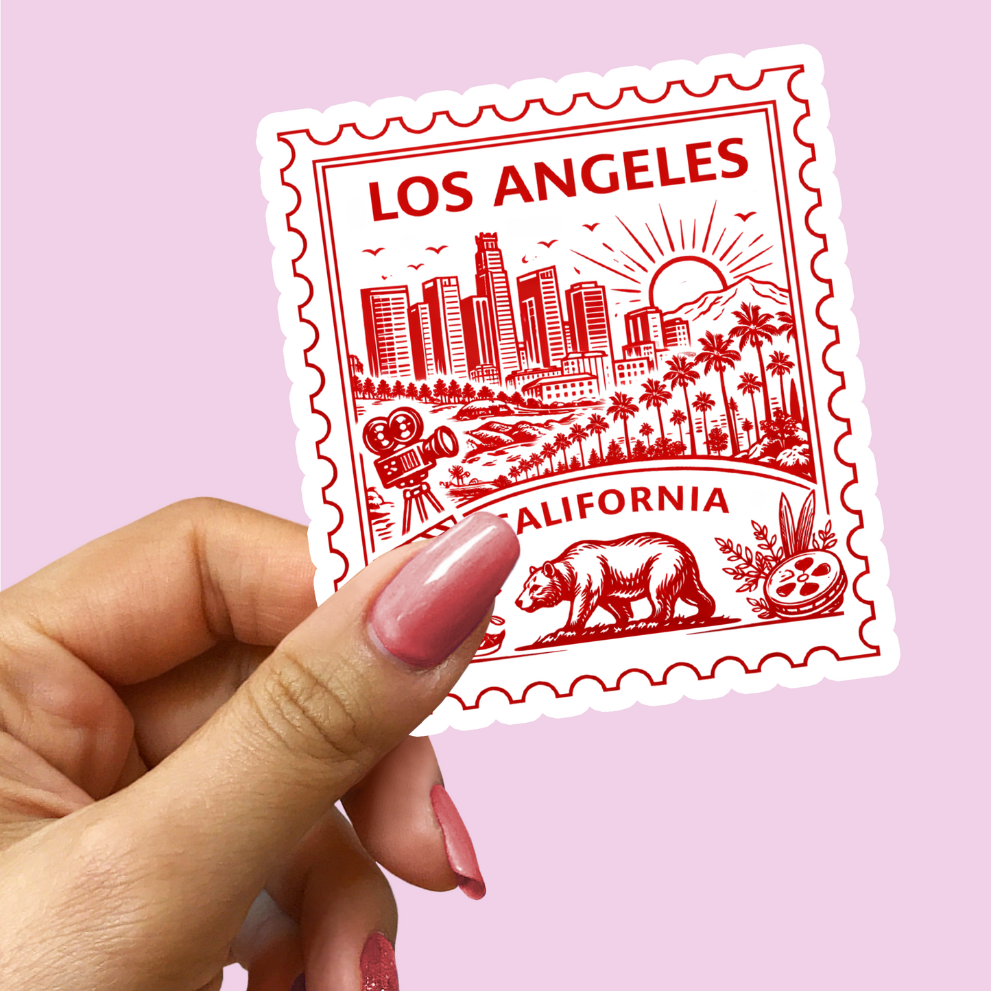 Los Angeles California Retro Postage Stamp Sticker