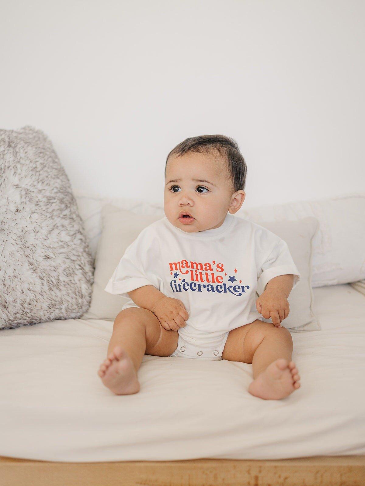 Mama's Little Firecracker T-Shirt Romper *0-3m & 18-24m left