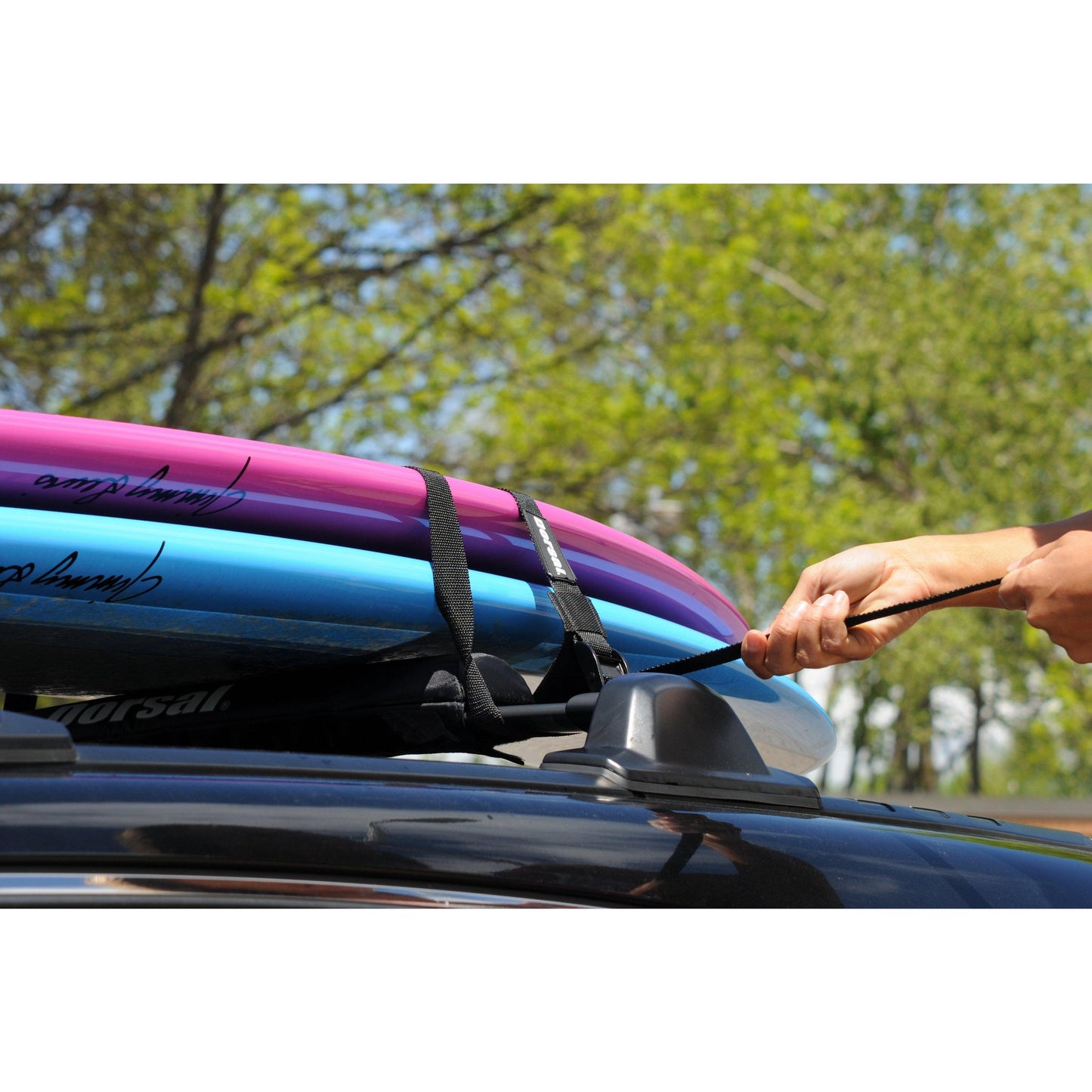 DORSAL Aero Roof Rack Pads 28 Inch Wide Red 15 ft Straps for Car