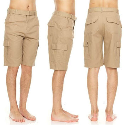 Men's Cotton Twill Belted Cargo Shorts