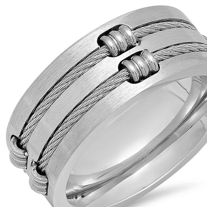 Men's Stainless Steel Wire Inlay Ring