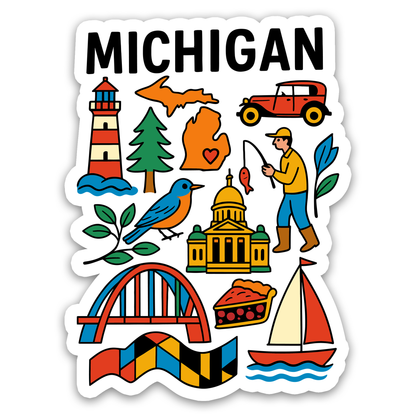 Michigan State Icons Sticker
