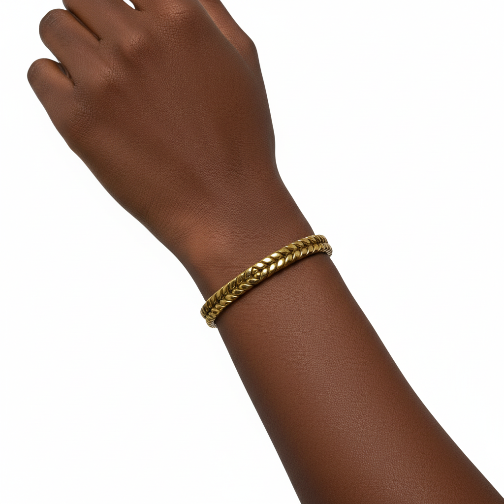 Braided Woven Brass Cuff Bracelet | Misa