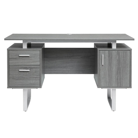 Modern Gray Office Desk with Storage