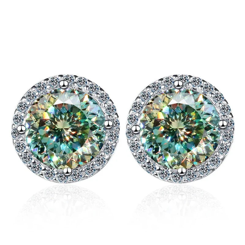 Moissanite Stud Earrings 0.8ct D Color 925 Sterling Silver 18K White Gold
