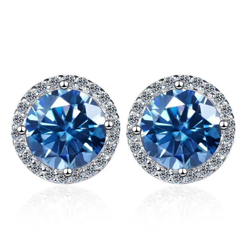 Moissanite Stud Earrings 0.8ct D Color 925 Sterling Silver 18K White Gold