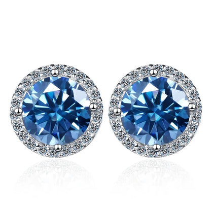Moissanite Stud Earrings 0.8ct D Color 925 Sterling Silver 18K White Gold