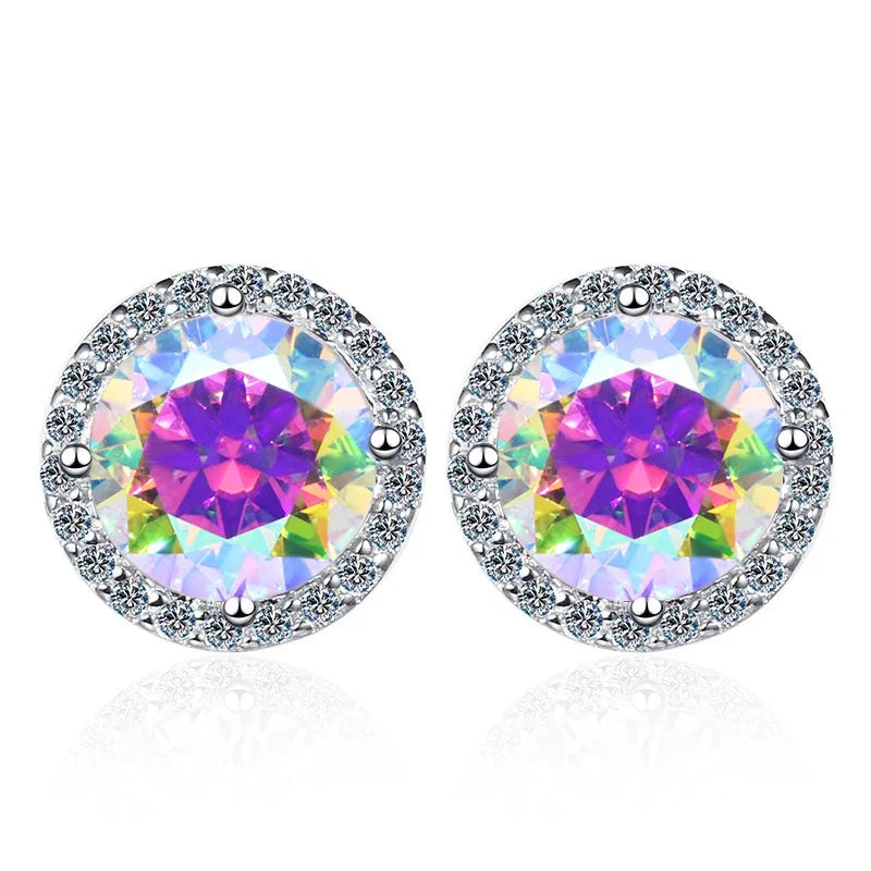 Moissanite Stud Earrings 0.8ct D Color 925 Sterling Silver 18K White Gold