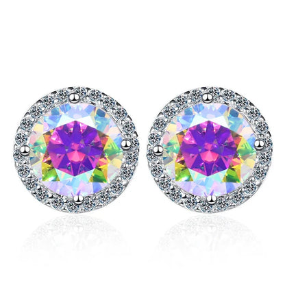 Moissanite Stud Earrings 0.8ct D Color 925 Sterling Silver 18K White Gold