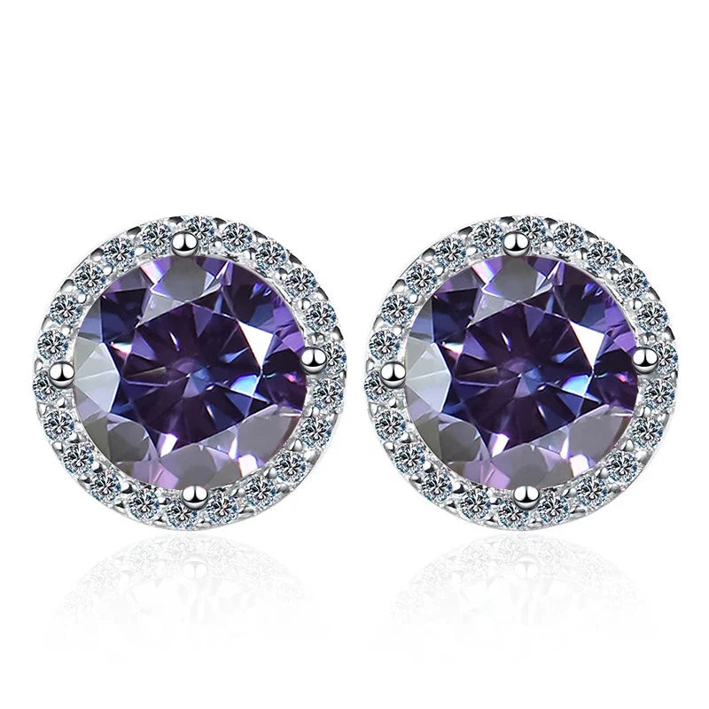 Moissanite Stud Earrings 0.8ct D Color 925 Sterling Silver 18K White Gold