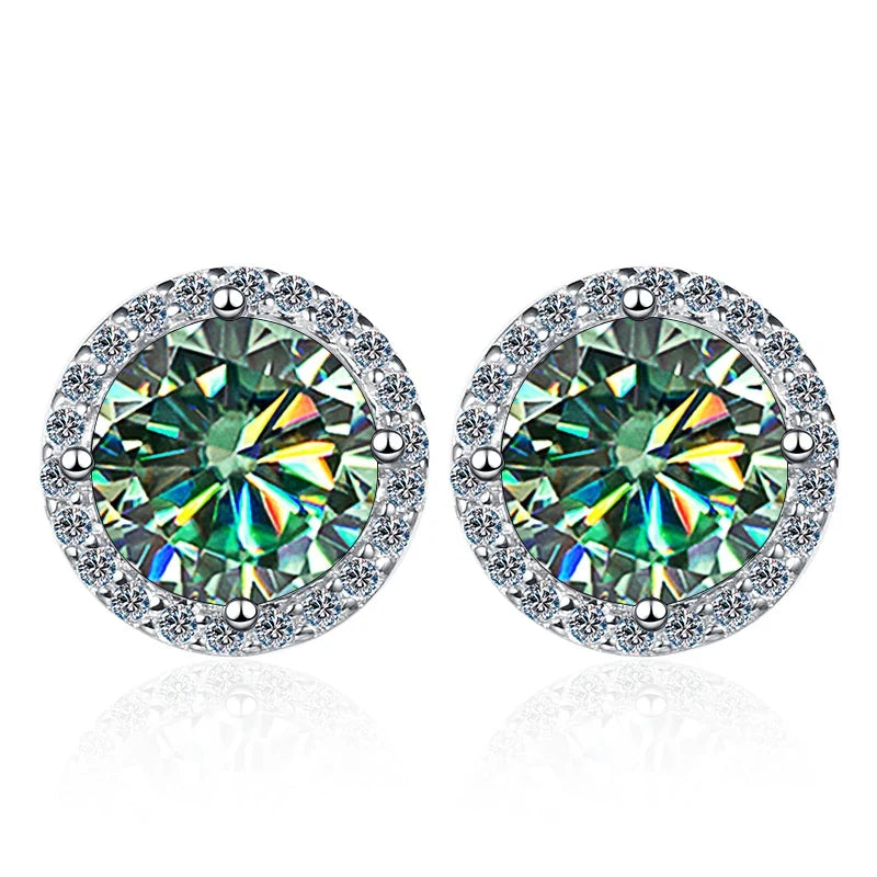 Moissanite Stud Earrings 0.8ct D Color 925 Sterling Silver 18K White Gold