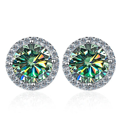 Moissanite Stud Earrings 0.8ct D Color 925 Sterling Silver 18K White Gold