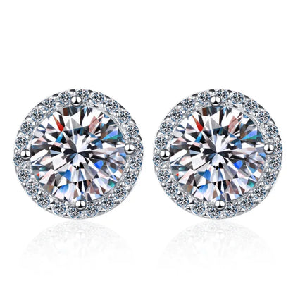 Moissanite Stud Earrings 0.8ct D Color 925 Sterling Silver 18K White Gold