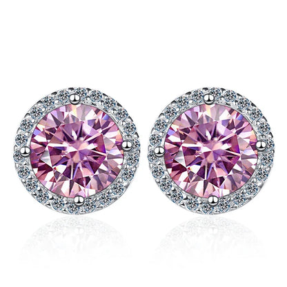 Moissanite Stud Earrings 0.8ct D Color 925 Sterling Silver 18K White Gold