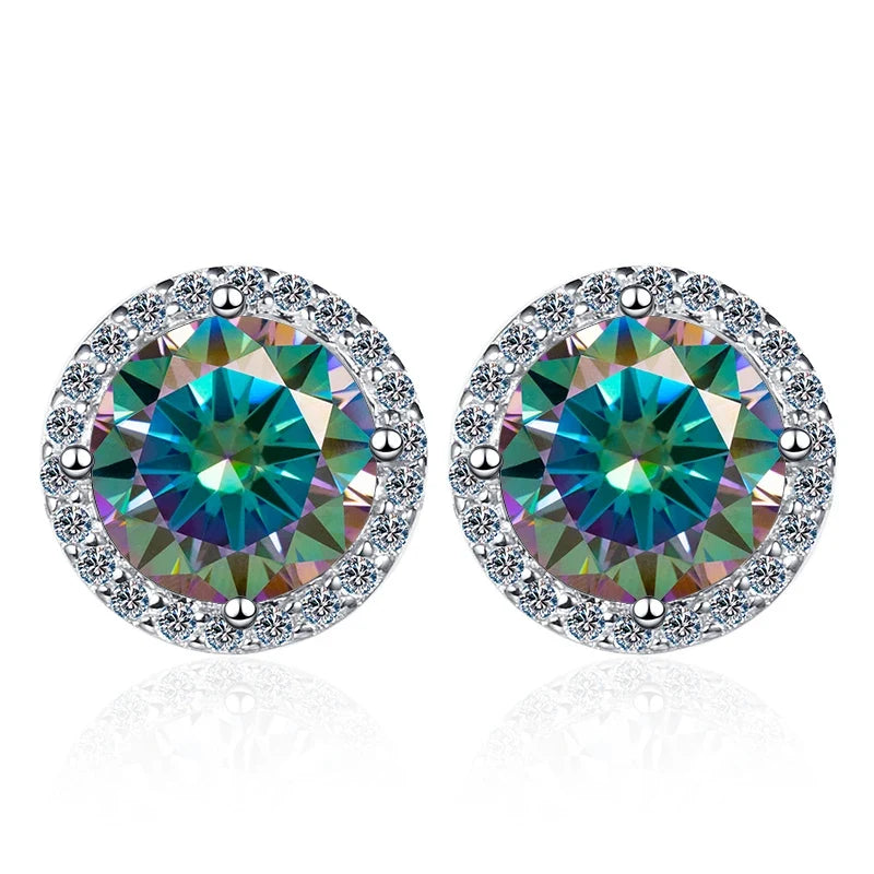 Moissanite Stud Earrings 0.8ct D Color 925 Sterling Silver 18K White Gold